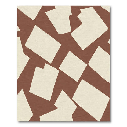 Terracotta Cream Mid Century Geometric Fragments Rug