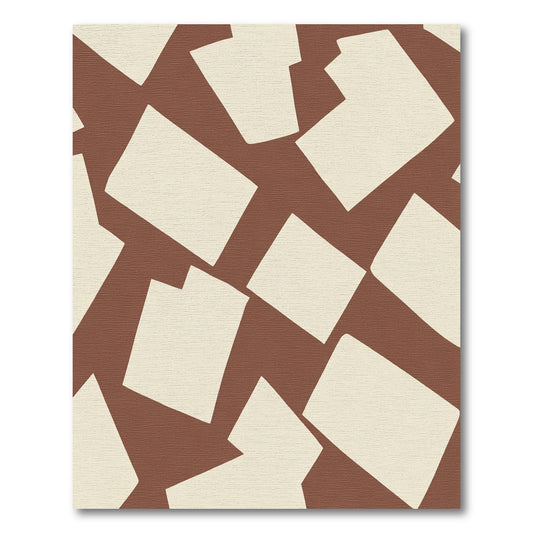 Terracotta Cream Mid Century Geometric Fragments Rug