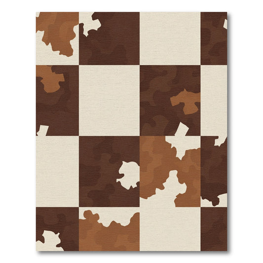 Brown Cream Organic Checkerboard Rug