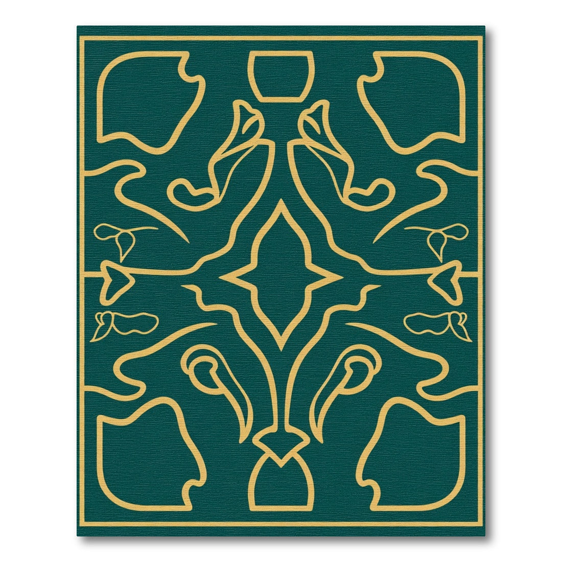 Emerald Gold Floral Symmetry Rug