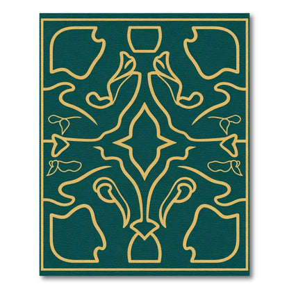 Emerald Gold Floral Symmetry Rug