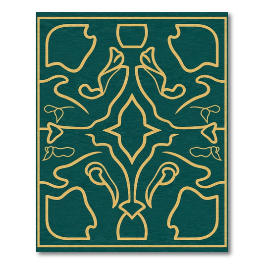 Emerald Gold Floral Symmetry Rug