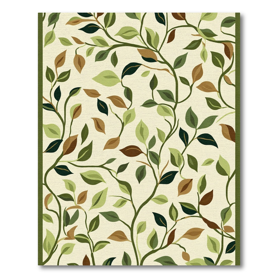 Earthy Tone Leaf Vine Botanical Rug