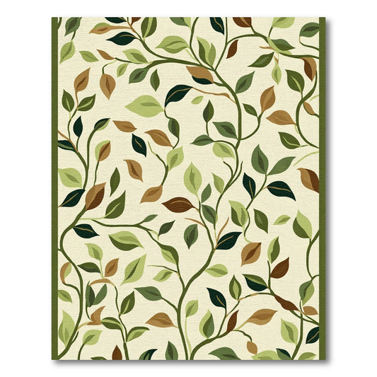 Earthy Tone Leaf Vine Botanical Rug