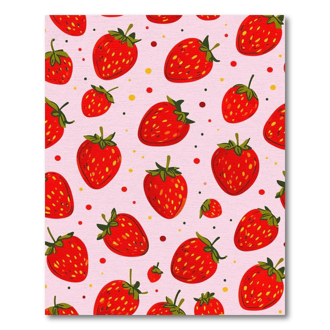 Whimsical Pink Strawberry Yellow Dots Rug