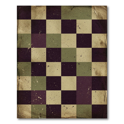 Vintage Checkerboard Plum Sage Rug