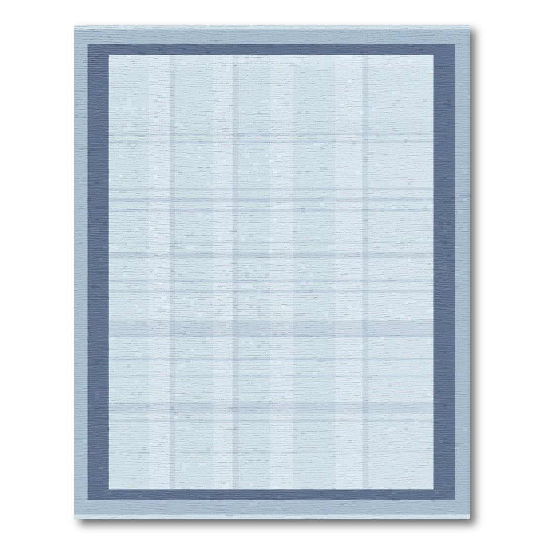 Soft Blue Plaid Bordered Rug