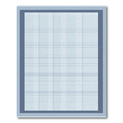 Soft Blue Plaid Bordered Rug