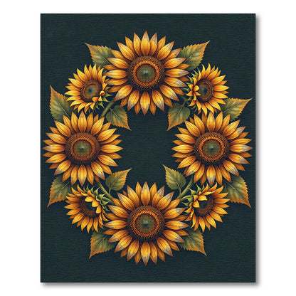 Radiant Golden Sunflower Wreath Rug