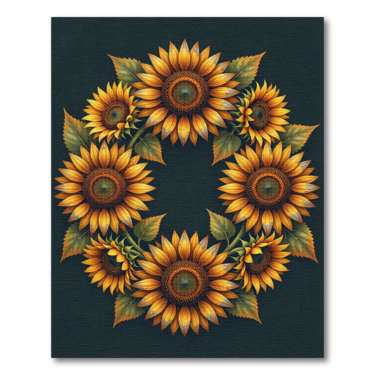 Radiant Golden Sunflower Wreath Rug
