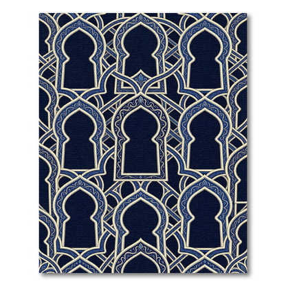 Midnight Blue Ornate Arched Trellis Rug