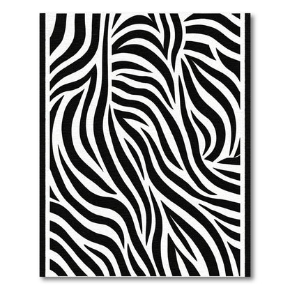 Abstract Black White Zebra Waves Rug