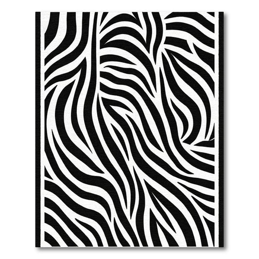 Abstract Black White Zebra Waves Rug