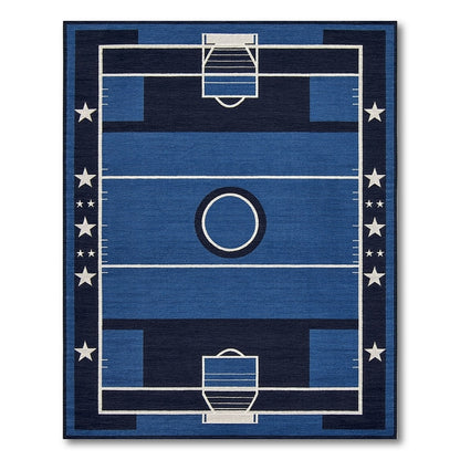 Navy Basketball Court Hoops Stars Rug