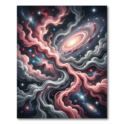 Cosmic Pink Swirl Galaxy Nebula Rug