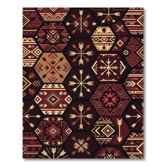 Geometric Arrow Earthy Hexagon Rug