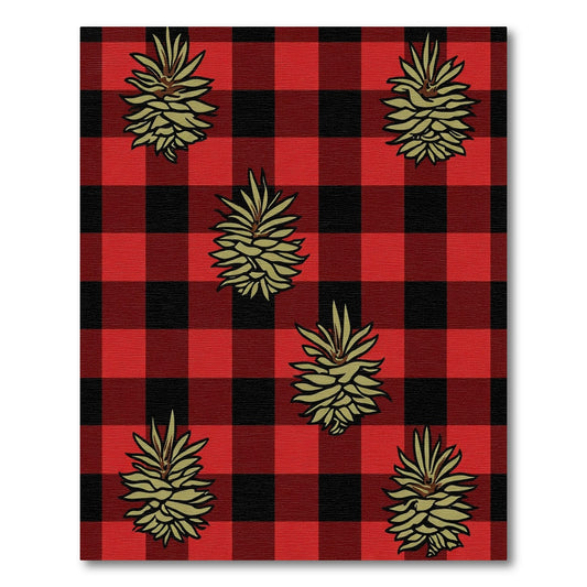 Red Black Buffalo Check Pinecone Rug