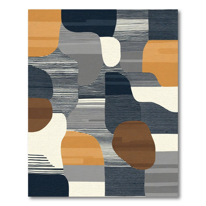 Abstract Organic Shapes Navy Horizon Rug