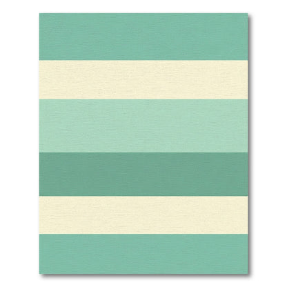 Aqua Cream Horizontal Stripe Rug