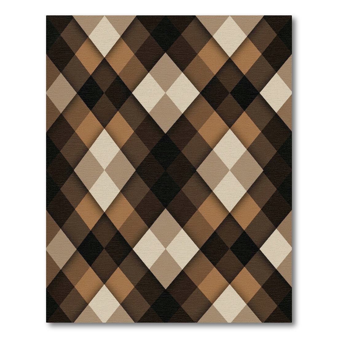 Earthy Brown Diamond Geometric Shadow Rug