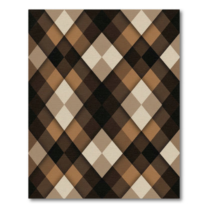 Earthy Brown Diamond Geometric Shadow Rug