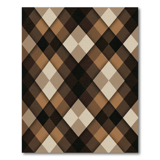 Earthy Brown Diamond Geometric Shadow Rug
