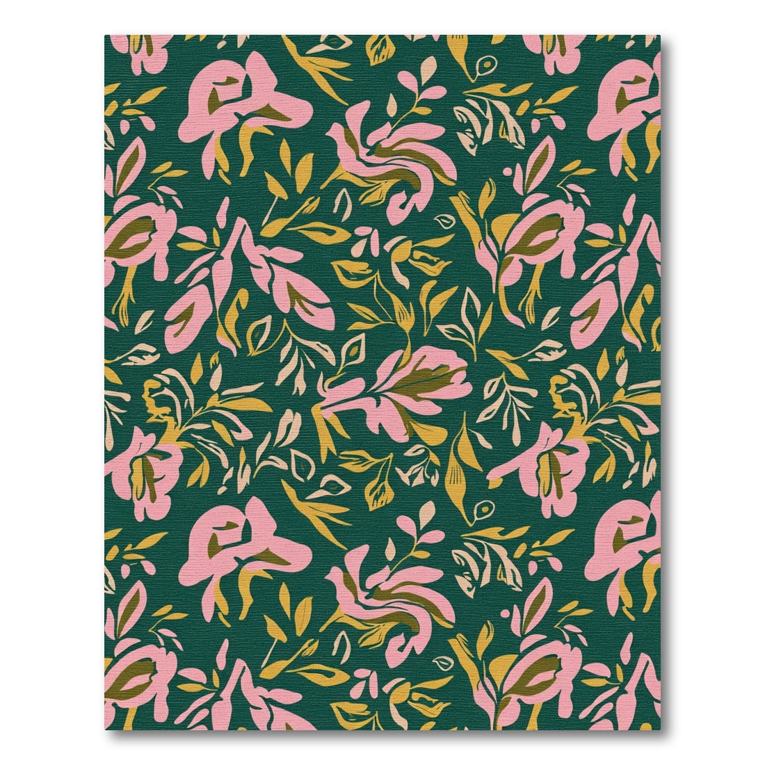 Abstract Pink Floral Fern Foliage Rug