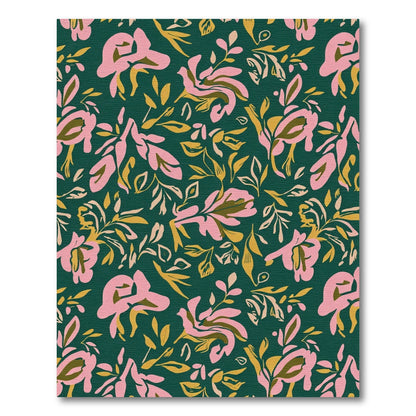 Abstract Pink Floral Fern Foliage Rug