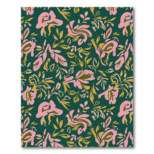 Abstract Pink Floral Fern Foliage Rug