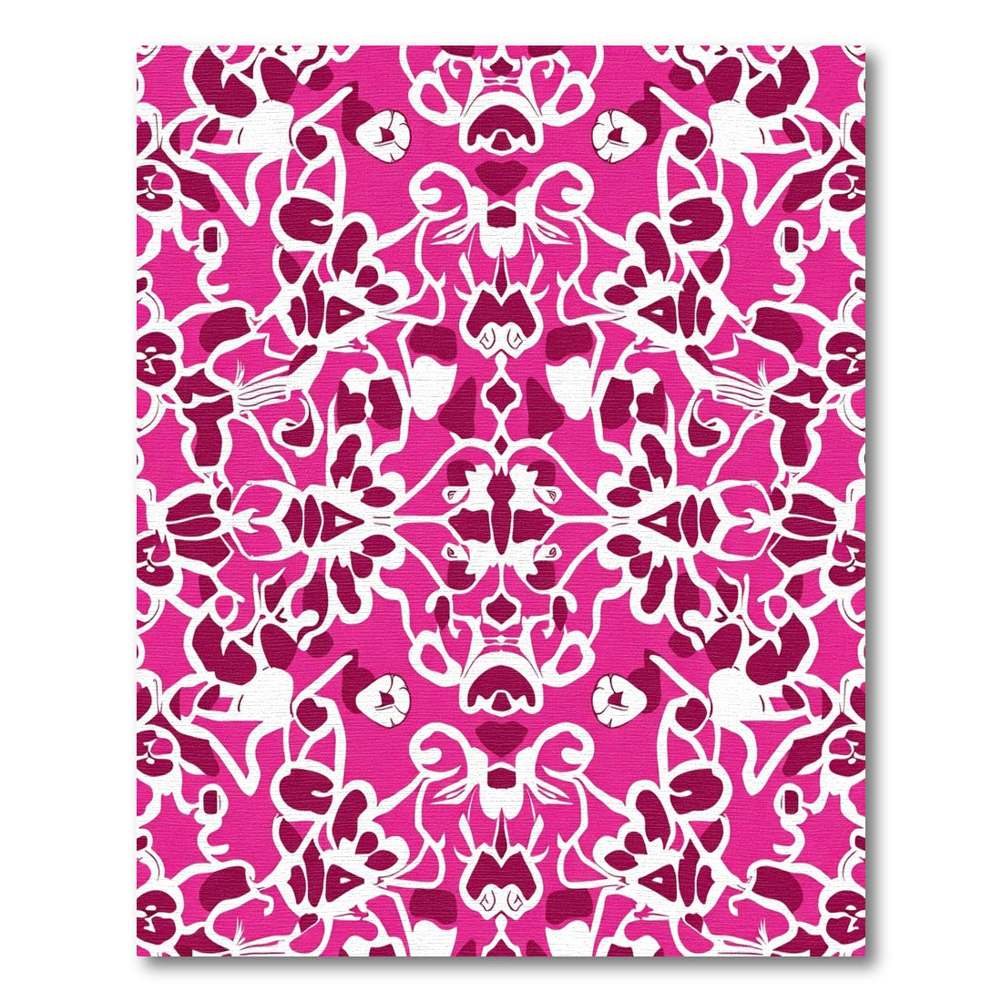 Vibrant Magenta Floral Symmetry Rug