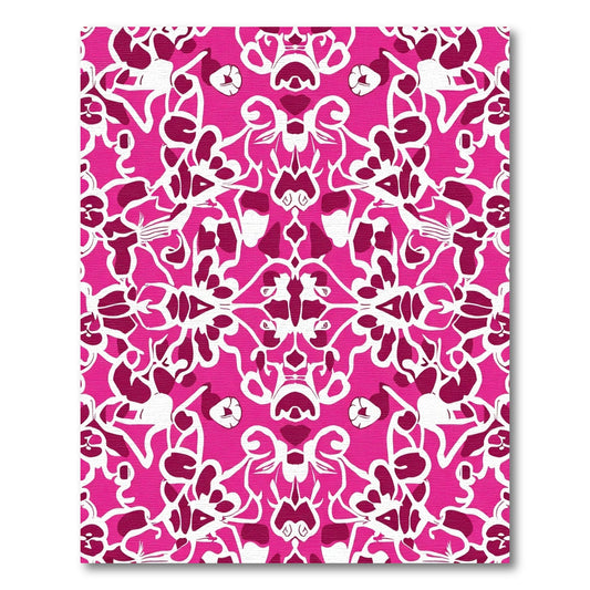 Vibrant Magenta Floral Symmetry Rug