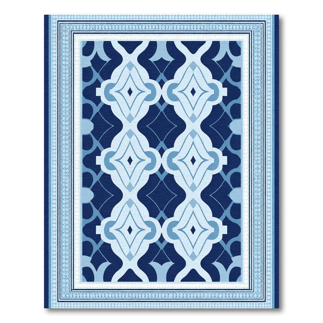 Dark Blue Lattice Medallion Border Rug
