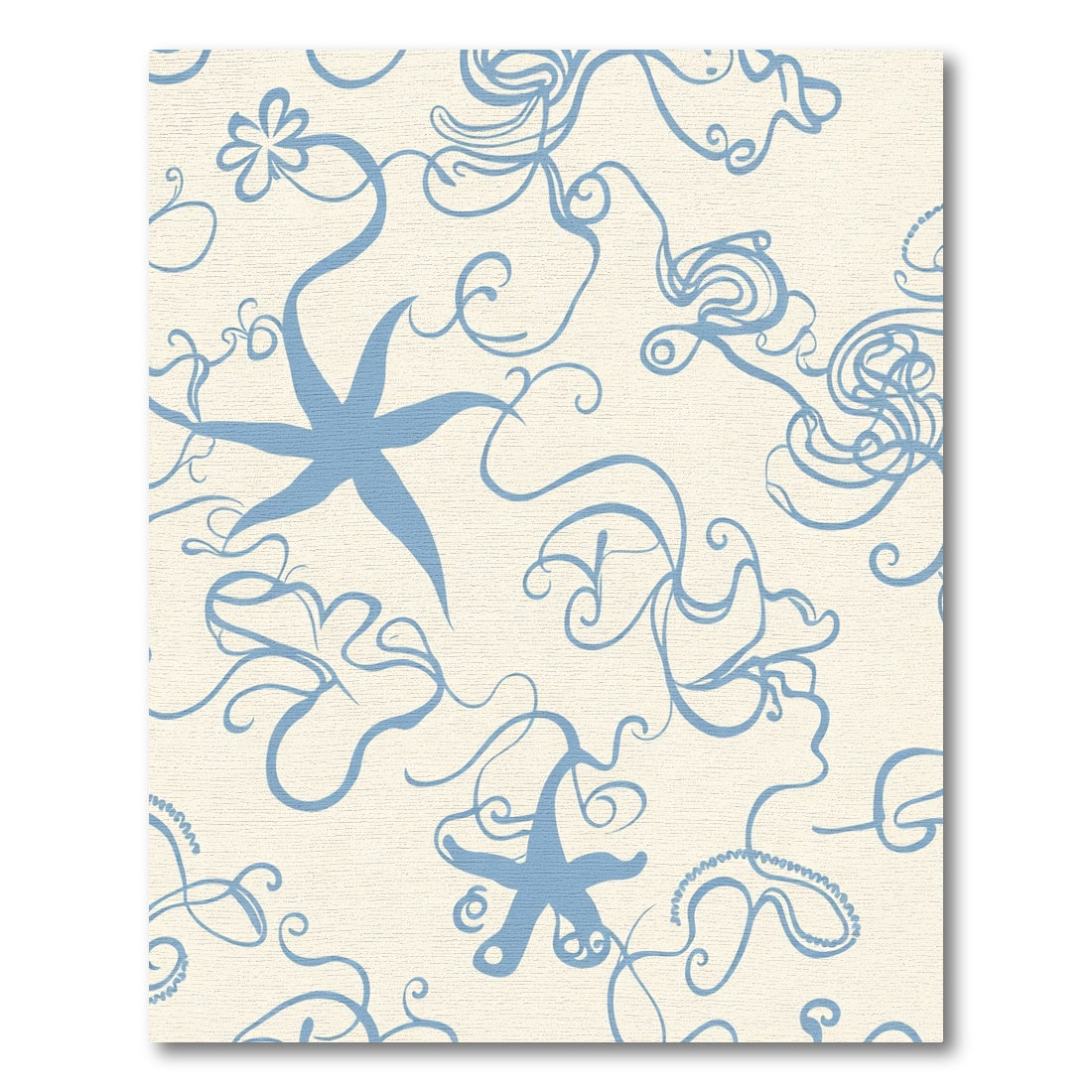 Light Blue Swirling Starfish Blooms Rug