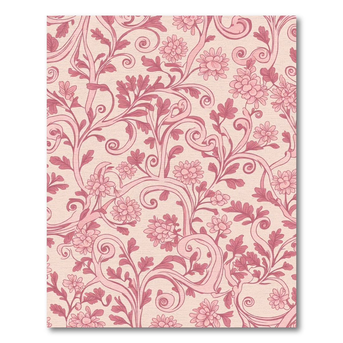 Rose Pink Floral Scrollwork Rug