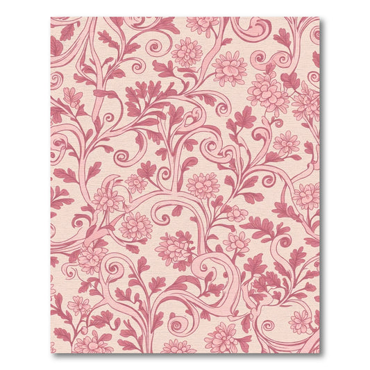 Rose Pink Floral Scrollwork Rug