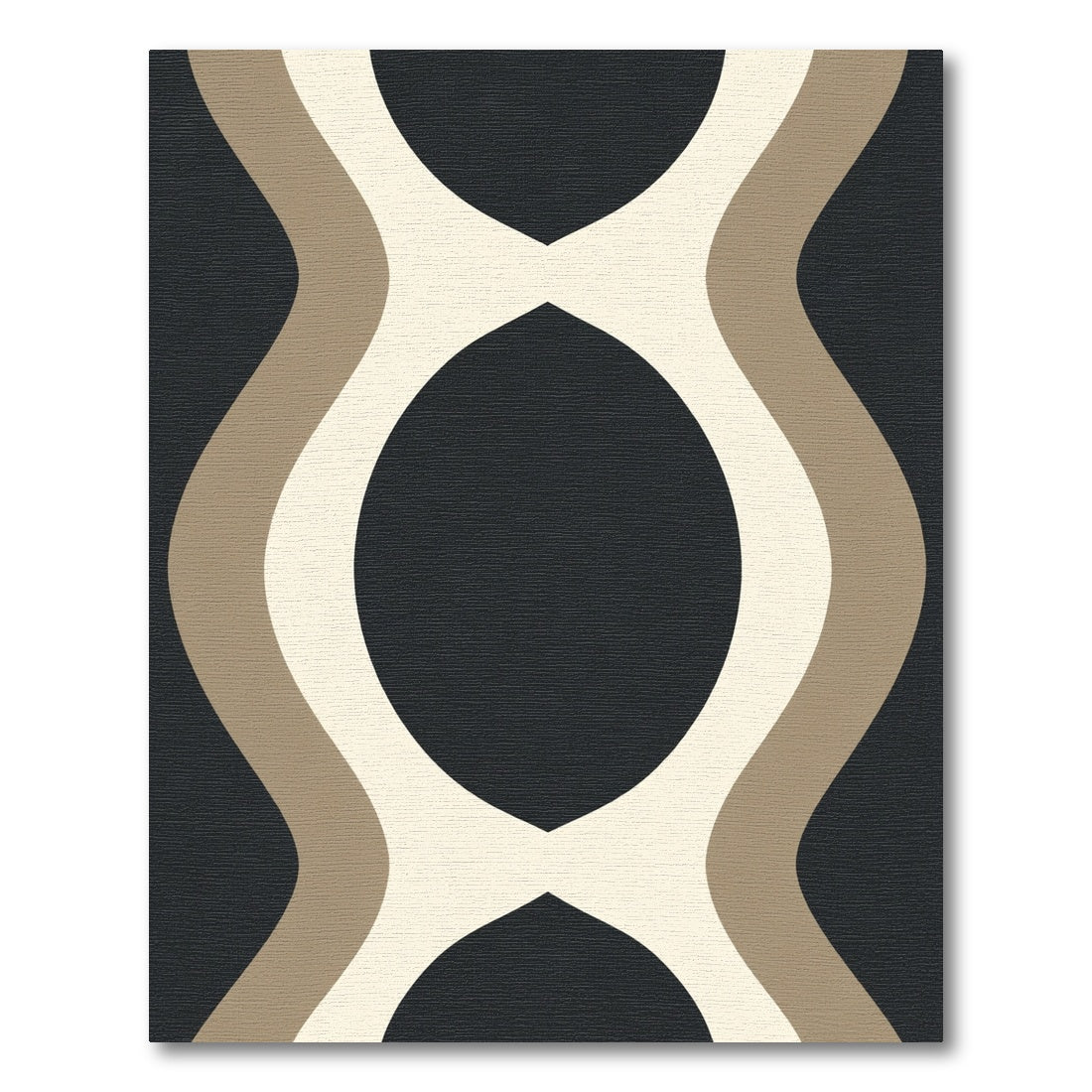 Dark Neutral Tan Cream Interlocking Waves Rug