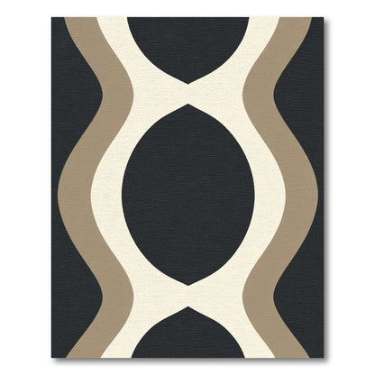 Dark Neutral Tan Cream Interlocking Waves Rug