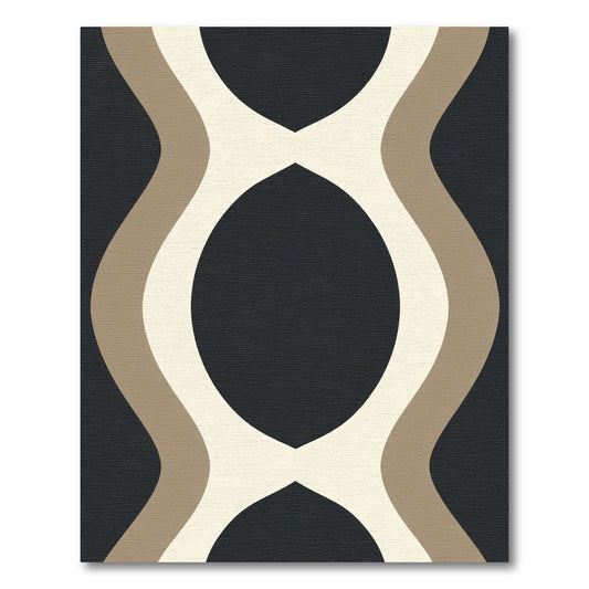 Dark Neutral Tan Cream Interlocking Waves Rug