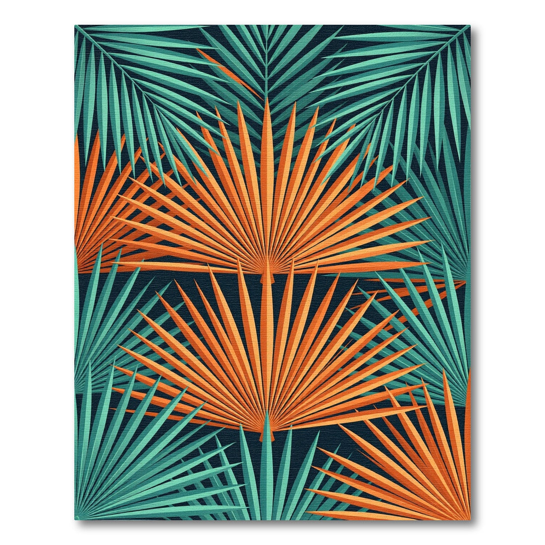 Vibrant Orange Tropical Palm Leaf Rug