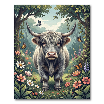 Highland Cow and Butterfly Meadow Rug