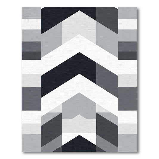 Monochromatic Geometric Chevron Blocks Rug