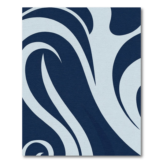 Deep Navy and Pale Blue Swirls Rug