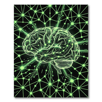 Neon Cybernetic Brain Neural Network Rug