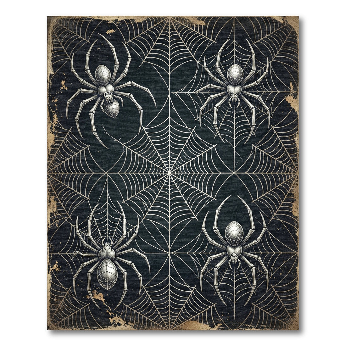 Gothic Black Spider Web Creepy Rug