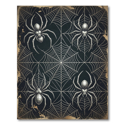Gothic Black Spider Web Creepy Rug