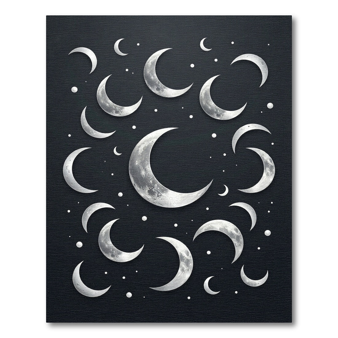Celestial Silver Crescent Moon Cluster Rug