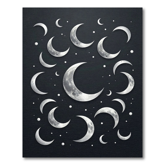 Celestial Silver Crescent Moon Cluster Rug