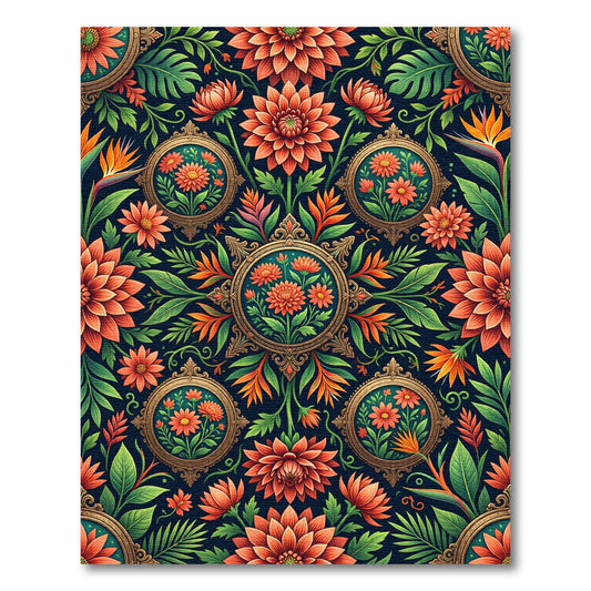 Vibrant Floral Medallion Botanical Garden Rug