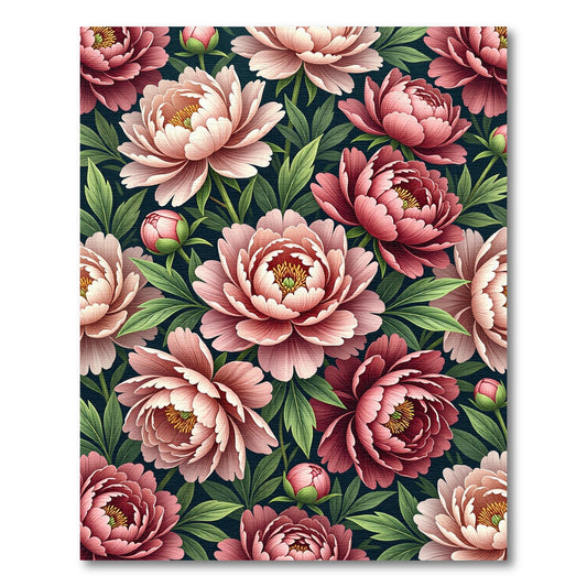 Dramatic Vintage Pink Peony Garden Rug