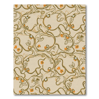 Organic Beige Floral Swirl Rug